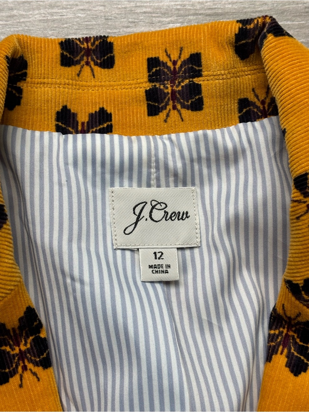 J Crew Corduroy Gold Butterfly Print Blazer - Picture 3 of 8